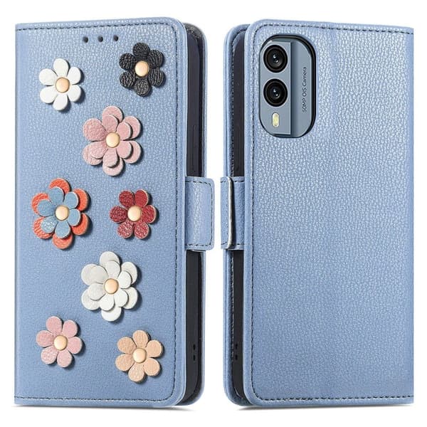Glatt og tynt premium PU-skinnetui for Nokia X30 - Blå Blue