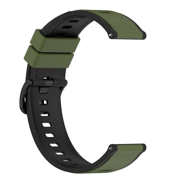 22 mm universellt dubbelfärgat klockarmband i silikon - Militärgrön / Svart Grön