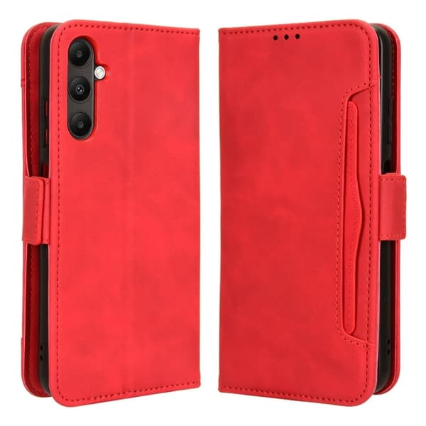 Stilfuldt Læder Etui med Pung til Samsung Galaxy A05s - Rød Red