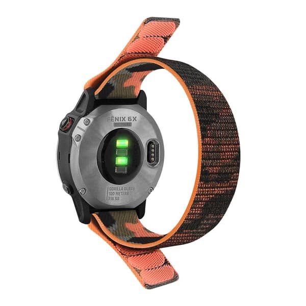 Klockarmband i nylon för Garmin- och Coros-klockor - Kamouflage Orange Orange