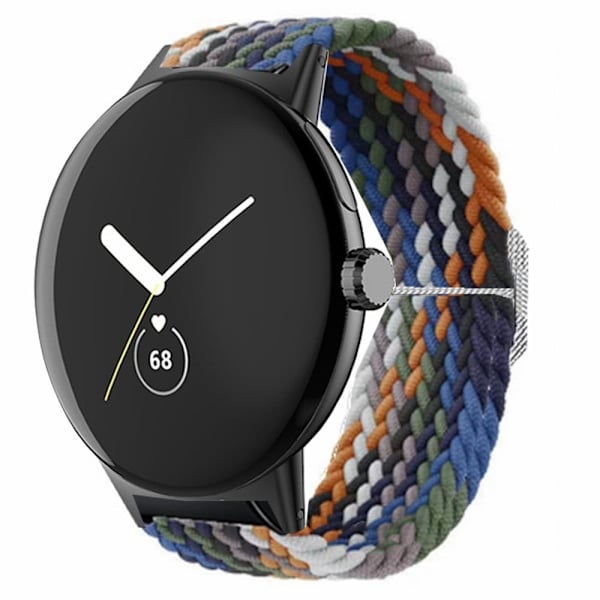 Flettet elastisk urrem Google Pixel Watch / Watch 2 udskiftningsrem, justerbar - Denim Multicolor