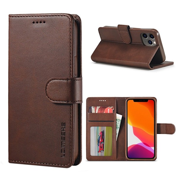 LC.Imeeke läder iPhone 12 Pro / iPhone 12 fodral - Brun Brun
