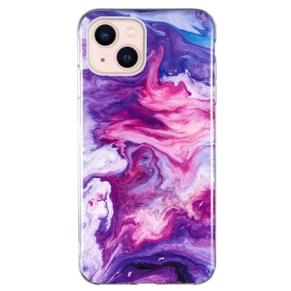 Marble iPhone 14 Etui - Rød Multicolor