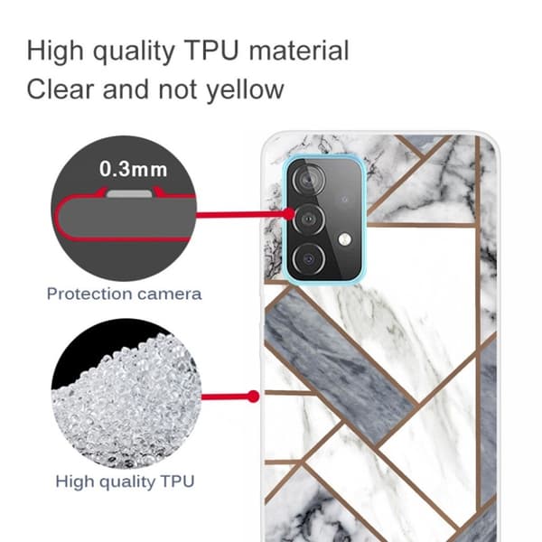 Marble Samsung Galaxy A32 Etui - Grå / White Marble Tile Silver grey