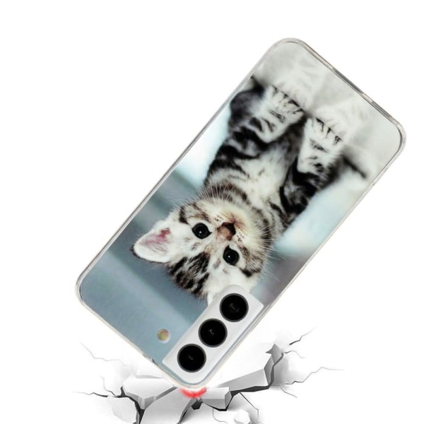 Deco Samsung Galaxy S22 Plus Suojakotelo - Cute Kissa Silver grey