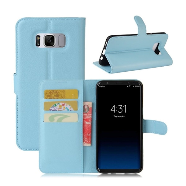 Samsung Galaxy S8 stilfuldt læder-etui - Lyseblå Blue