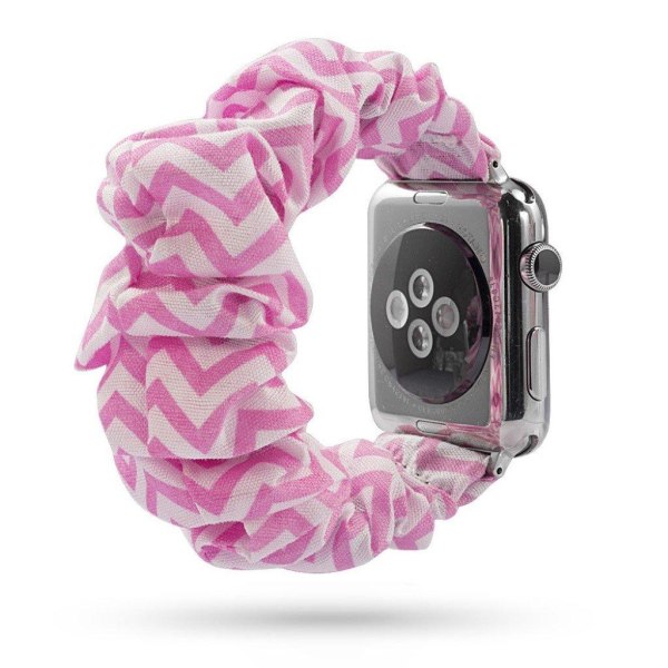 Apple Watch Series 5 44mm stof Mønster urrem - Rose Bølgede Linj Pink