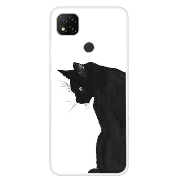 Deco Xiaomi Redmi 9C Suojakotelo - Musta Kissa White