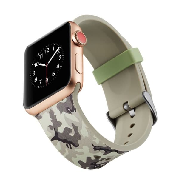 Apple Watch Series 4 40 mm klockarmband i mjuk silikon - Grå Kamouflage Silvergrå