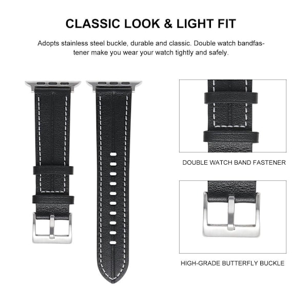 Apple Watch Series 8 (41mm) klockarmband i äkta läder - Blå Blå