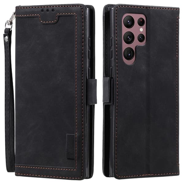 Surburbian Samsung Galaxy S24 Ultra læder flip etui - Sort Black
