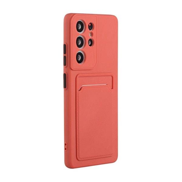 Card Holder Cover til Samsung Galaxy S21 Ultra - Coral Orange