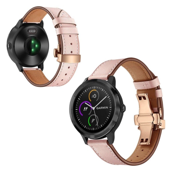 Garmin Vivoactive 3 / Vivomove HR klockarmband i koskinn - Roséguld / Rosa Rosa