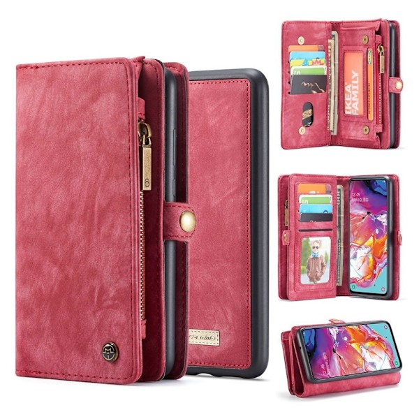 CaseMe Samsung Galaxy A70 Zipper Wallet Etui - Rød Red