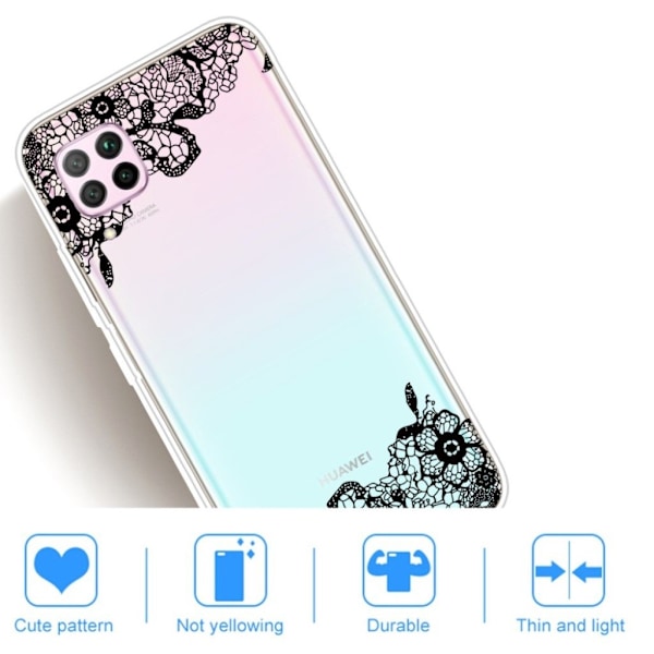 Deco Huawei P40 Lite / Huawei Nova 6 SE skal - Spetsblomma Svart