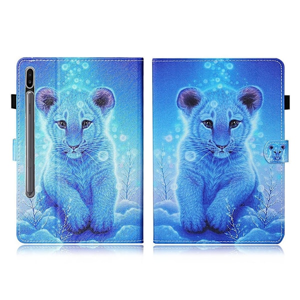 Samsung Galaxy Tab S7 trykning læder flip etui - tiger Blue