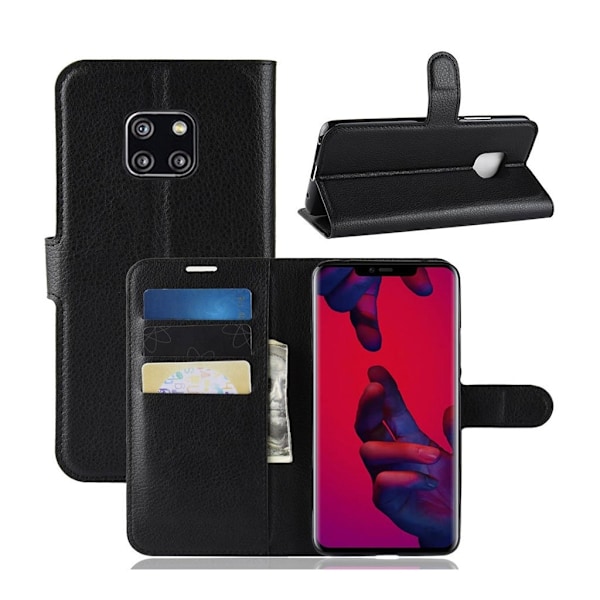 Huawei Mate 20 Pro liitsihedelmä jyvä rakenne pintainen synteetti nahkainen lompakko suojakotelo magneetti lukolla - Musta Black