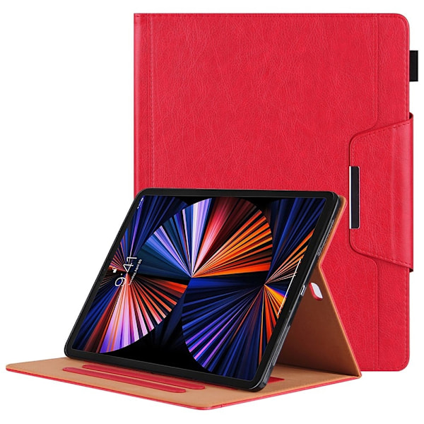 Kortspor Design Vegansk Læder Stand Tablet Cover med Auto Wake / Sleep iPad Pro 12.9 (2022) / (2021) / (2020) / (2018) - Rød Red