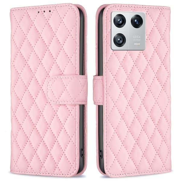Rombemønster, matt flip-deksel for Xiaomi 13 - Rosa Pink