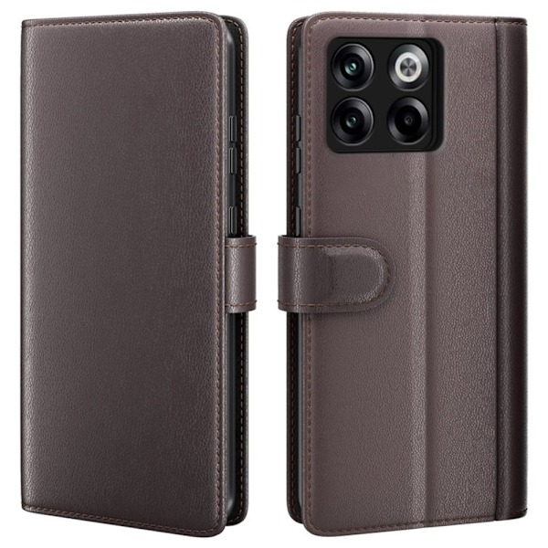 Äkta läder OnePlus Ace Pro / OnePlus 10T fodral med korthållare Brun