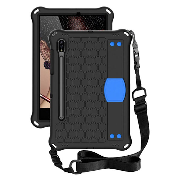 Honeycom mønster eva combo etui til Samsung Galaxy Tab S7 - sort / blå Black