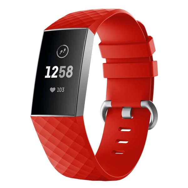 Fitbit Charge 3 joustava silikooninen kellon vaihto ranneke metalli soljella - Punainen Red