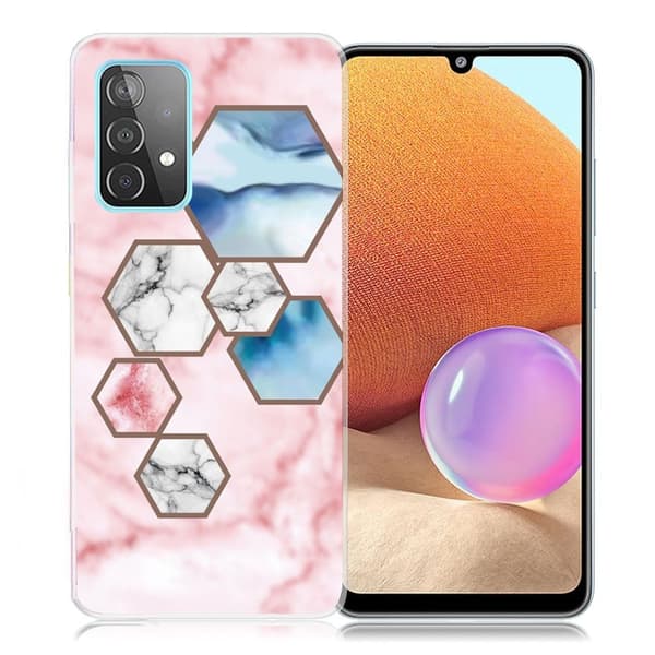 Marble design Samsung Galaxy A32 cover - Sekskantet Fragmentmarmor Multicolor