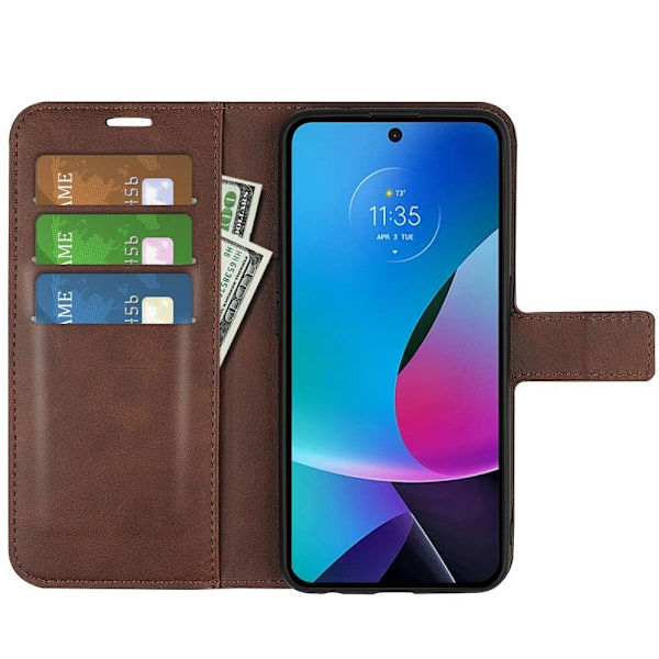 Læderetui med Pung til Motorola Moto G Play (2023) - Brun Brown