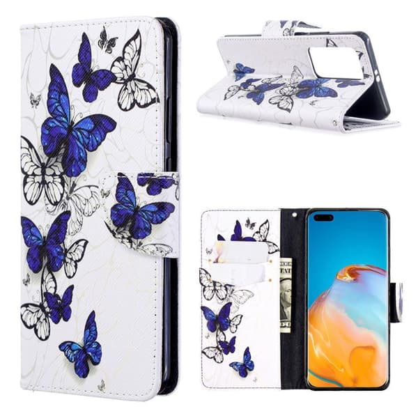Wonderland Huawei P40 Pro etui - Blå Sommerfugle Blue