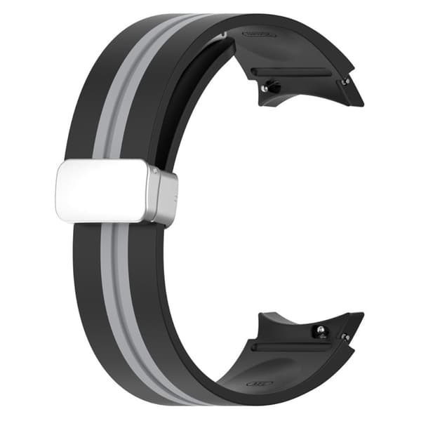 Samsung Galaxy Watch 5 / 4 / 3 dobbeltfarvet silikone urrem sølv spænde - Sort / Grå Black