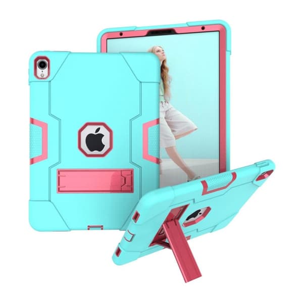 iPad Pro 11" (2018) stødsikkert hybrid etui - Cyan / Rose Green