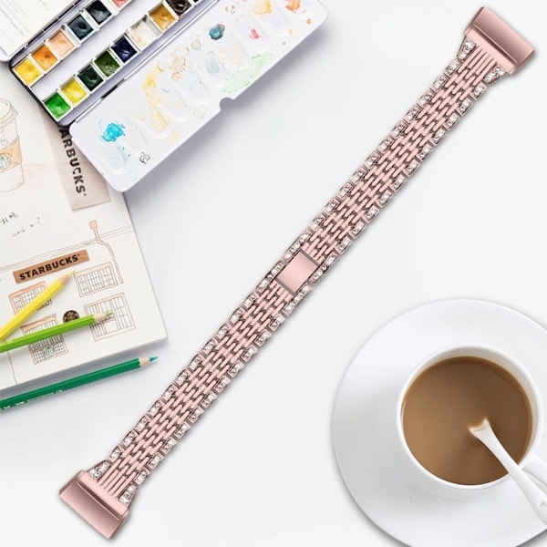 Fitbit Charge 4 / 3 cool rhinestone décor watch band - Rose Gold Rosa