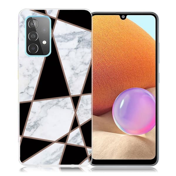 Marble design Samsung Galaxy A32 cover - Fragment Af Sort Og Hvid Marmor Multicolor