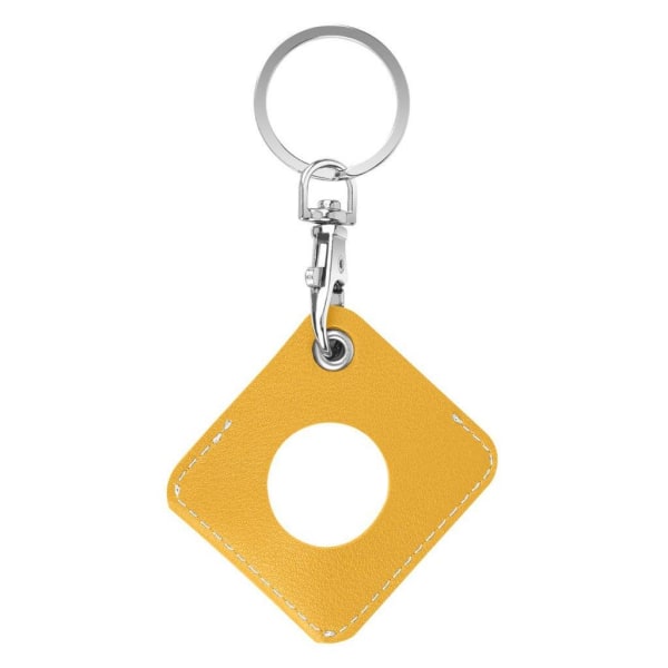 AirTags diamond shape leather cover with key ring - Yellow Yellow