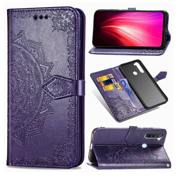 Mandala läder Xiaomi Redmi Note 8 fodral - Lila Lila