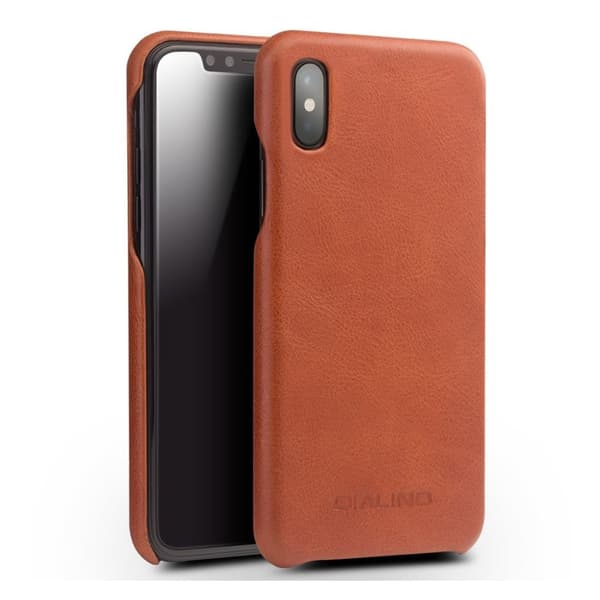 QIALINO iPhone X etui i okselæder - Lysebrun Brown