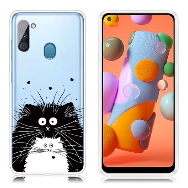 Deco Samsung Galaxy A11 Cover - Sort og Hvide Katte Black
