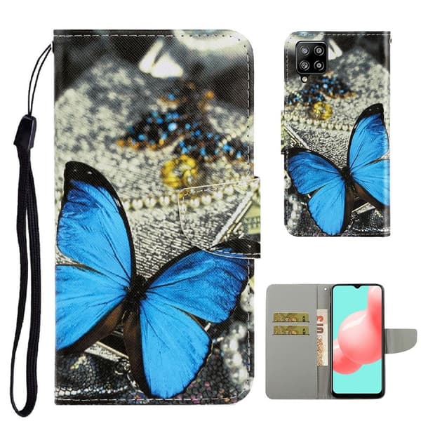 Wonderland Samsung Galaxy A22 4G Flip Etui - Blå Sommerfugl Multicolor