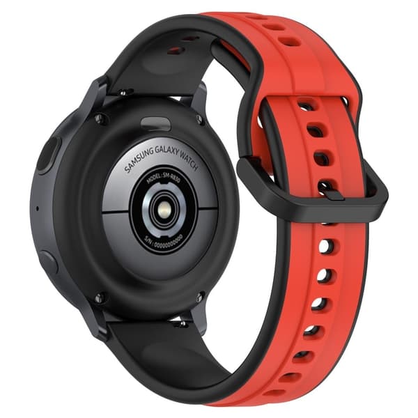 20 mm universal silikonerem i to farver - Rød / Sort Red