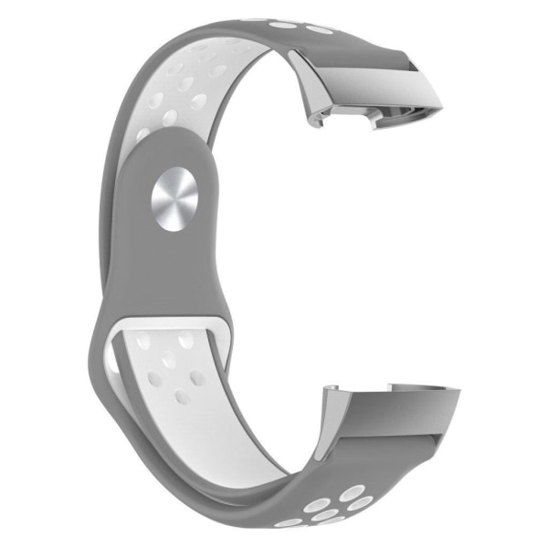 Fitbit Charge 3 flexibelt klockarmband i silikon - Grått Och Vit Silvergrå
