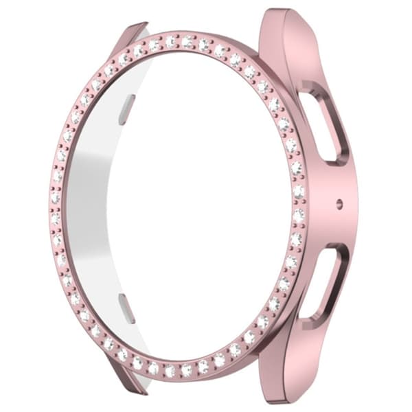 Samsung Galaxy Watch7 44 mm etui Rhinestone Decor Hardt støtsikkert urdeksel - Rose Gull Pink