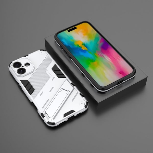 Støtsikkert hybriddeksel med et moderne preg for iPhone 16 - Hvit White