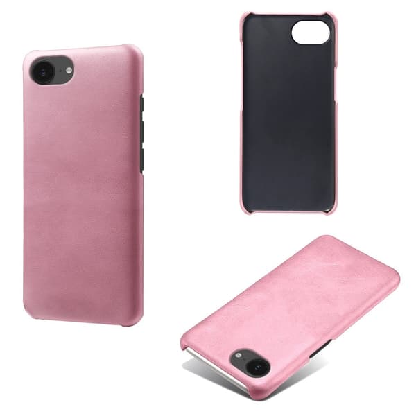 16e Case Calf Texture Vegansk Læder Hard PC Protective Phone Cover - Rødguld Pink