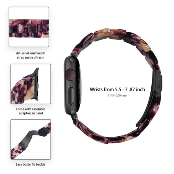 Apple Watch SE 2022 (40mm) 3 bead resin style watch strap with c Purple