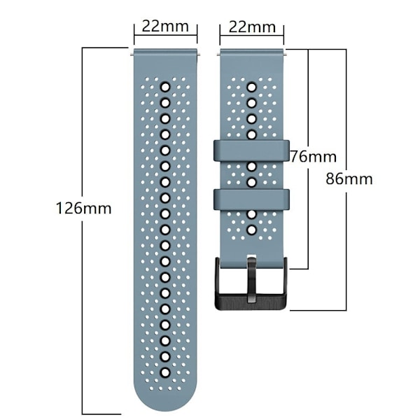 22 mm universal urrem med to farver - Sort / Grå Silver grey