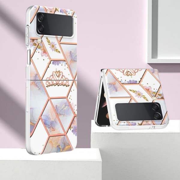 Marble Samsung Galaxy Z Flip4 Etui - Krone Silver grey