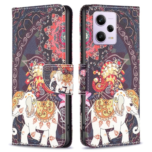 Wonderland Xiaomi Poco X5 Pro Flip Fodral - Blomma och Elefant multifärg