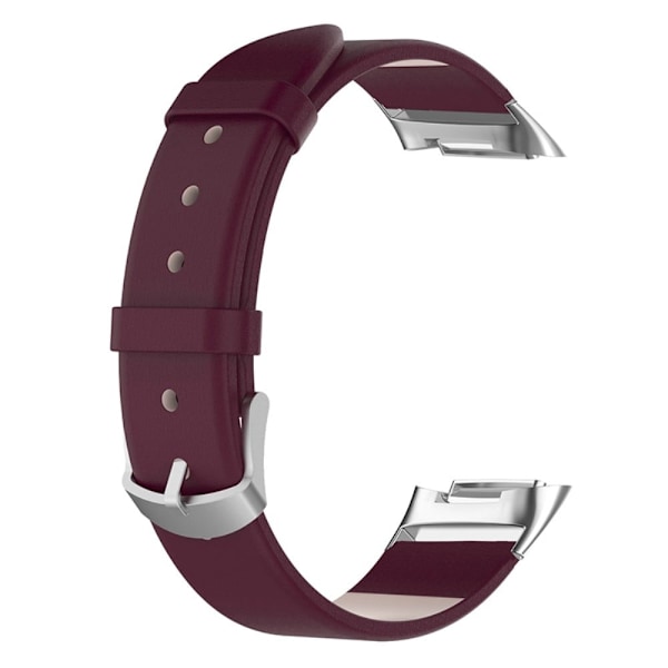Fitbit Charge 5 klockarmband i äkta läder - Vinröd Röd