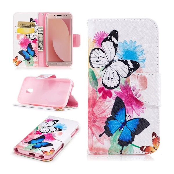 Butterfly läder Samsung Galaxy J7 (2017) fodral - Flerfärgad multifärg
