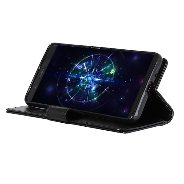 Crazy Horse iPhone Xs Max magnetisk flip etui i læder - Sort Black